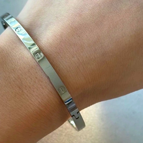Love Screwdriver Platinum Silver Thin Version Bangle Bracelet No Stones - Picture 3 of 7